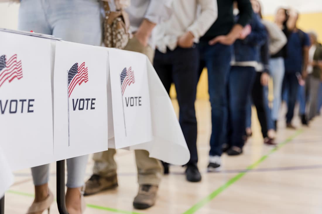 line of people waiting to vote